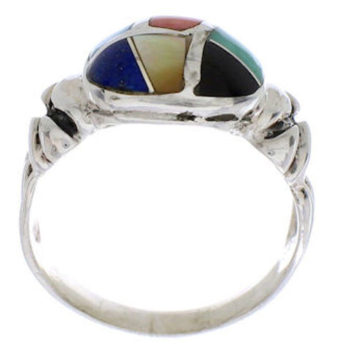 Sterling Silver Multicolor Inlay Southwest Ring Size 8-1/4 TX40035
